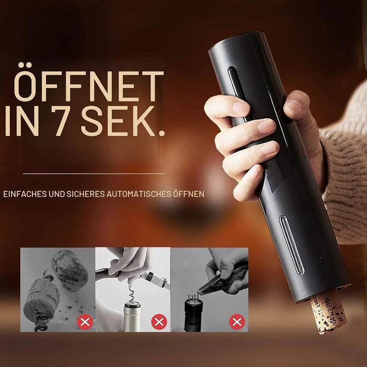 Quntis 4 in 1 Elektrischer Flaschenöffner, 7s Korkenzieher Elektrischer Automatischer Weinflaschenöf
