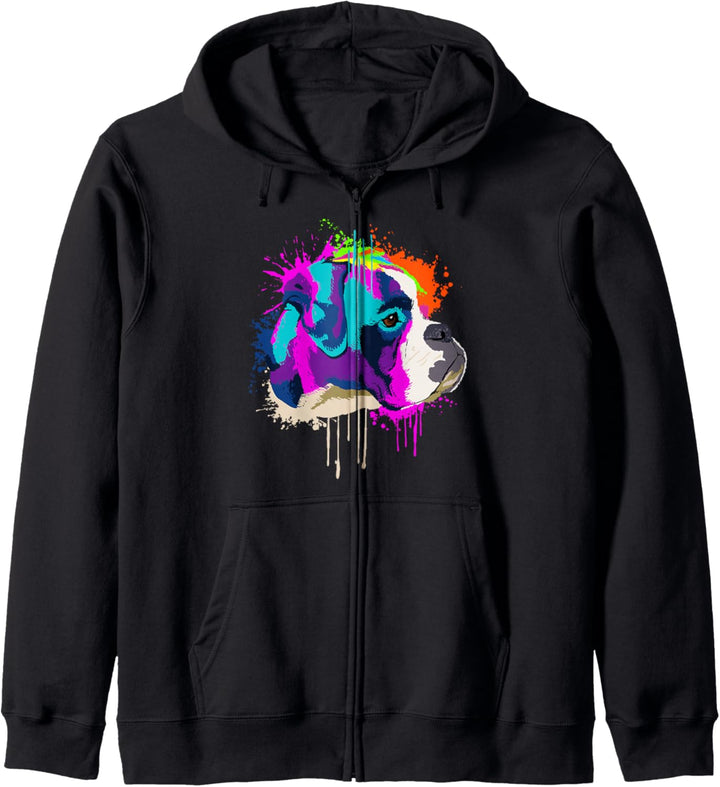 Splash Art Boxer Hundehalter Geschenkidee Hunde Kapuzenjacke