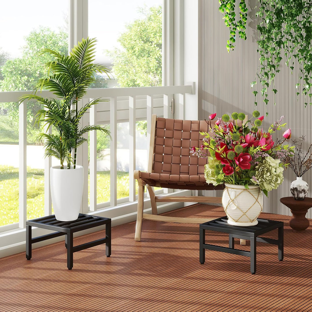 IBUYKE 2 Stück Metall Pflanzenständer für Innen Aussen, 30cm Heavy Duty Kleiner Blumentopfständer, M