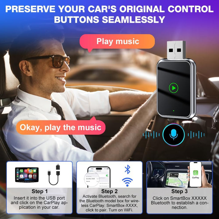 CarPlay & Android Auto Wireless Adapter, 2 in 1 Plug & Play Carplay Wireless Adapter für iOS 10+ und
