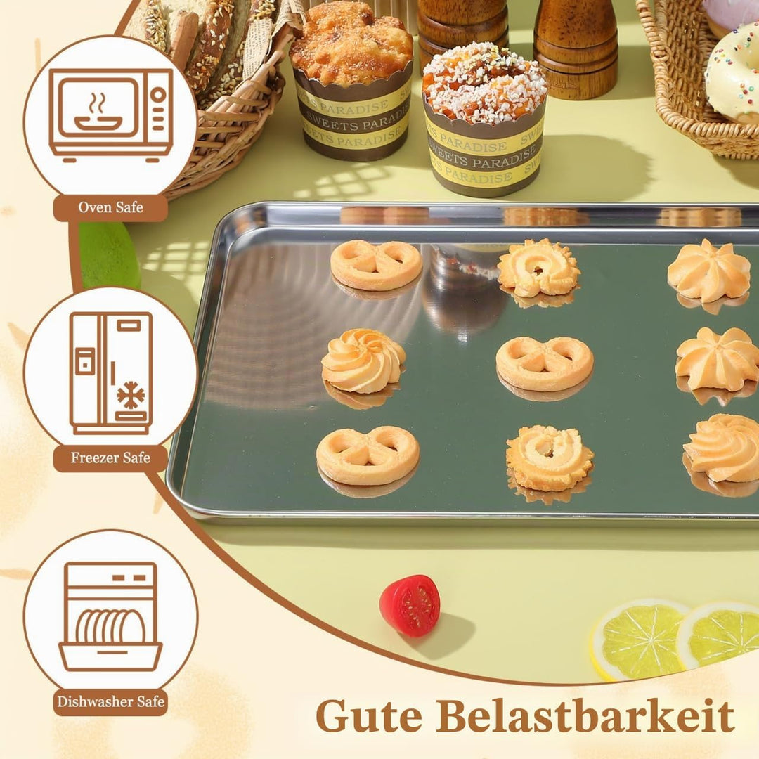 jojofuny Edelstahl Tablett Rechteckig 35x25 cm Servierplatte Rostfrei für Gastronomie & Haushalt, Fl