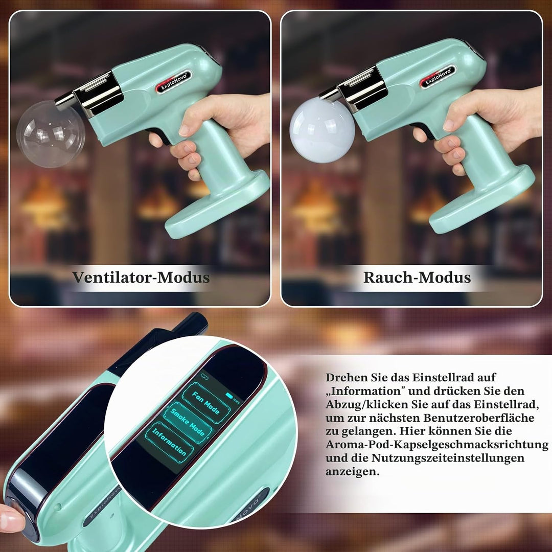 cocktailmaschine mit 5 Aroma Pods, essbarer Blase, Cocktail Bubble Smoke Gun, Whiskey Smoker Kit, pe