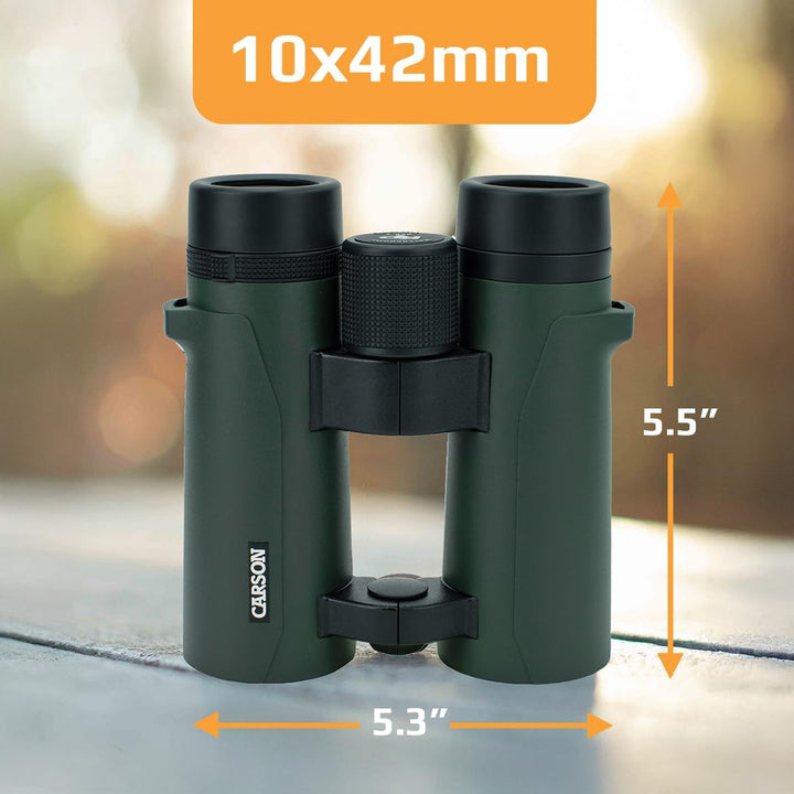 Carson RD Full-Size Fernglas, 10x42mm, Doppelstegdesign, wasserdicht, robust, beschlagfrei (RD-042)