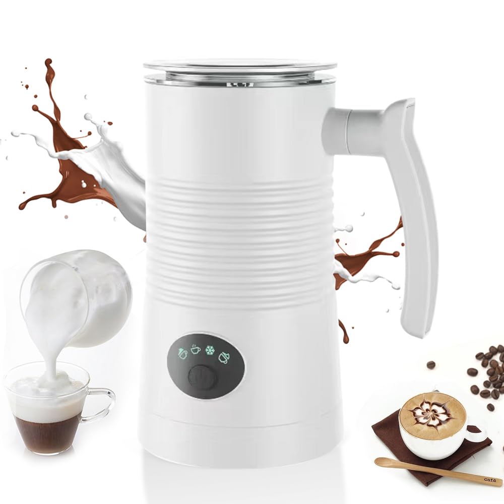 ACAGALA 4-in-1 Milchaufschäumer Automatisch mit Dampffunktion | 400W Heiss/Kalt Schaumbereiter 350ml