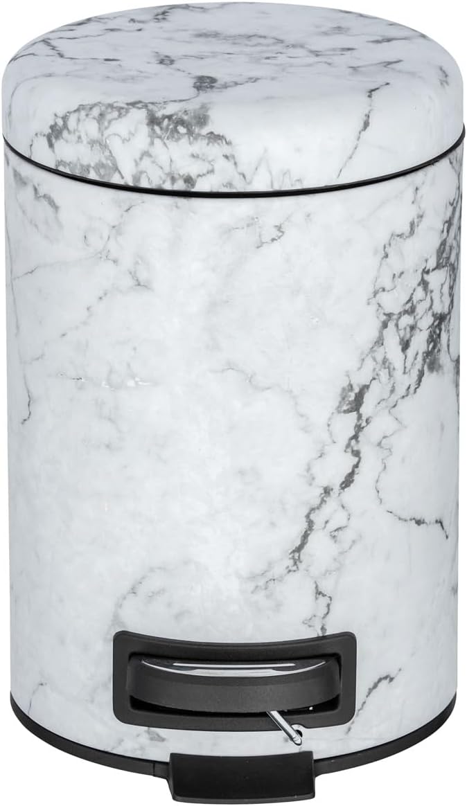 WENKO Treteimer Mod. Onyx 3 ltr matt aus bedrucktem Stahl mit Tretfunktion in Marmor-Optik Masse 17
