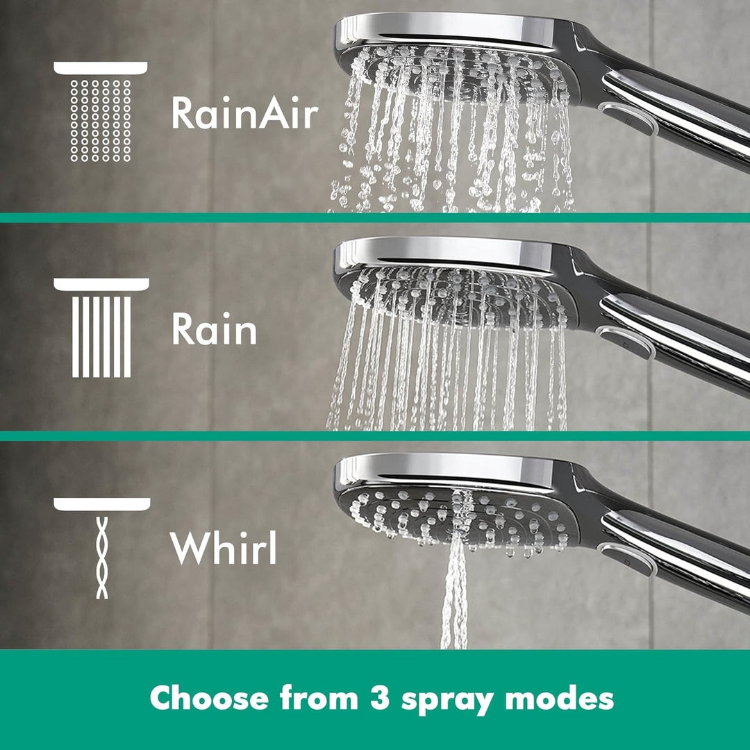 hansgrohe wassersparender Duschkopf Raindance Select E 120, Sparduschkopf, Duschbrause, 3 Strahlarte
