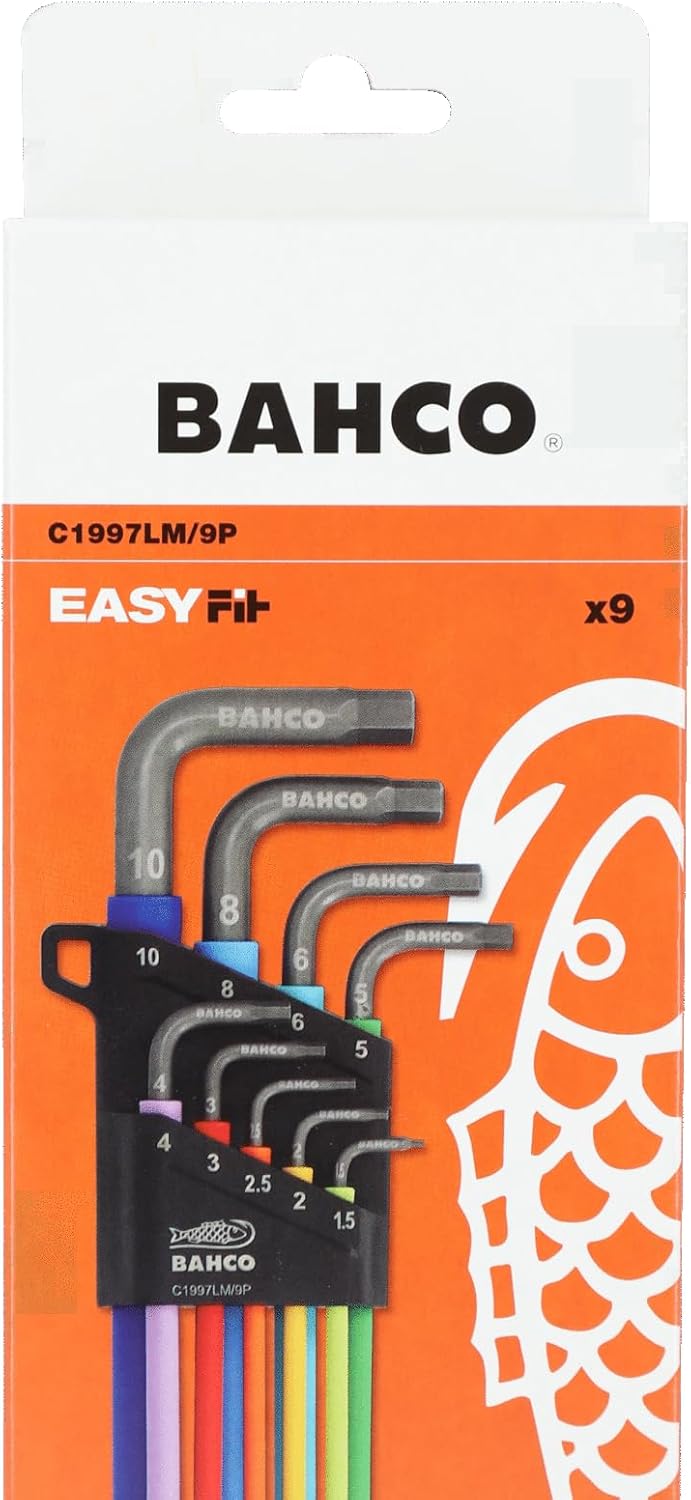 Bahco metrisch Innensechskant-Schlüssel, Satz 9-teilig 1.5 → 10mm L-Form lang
