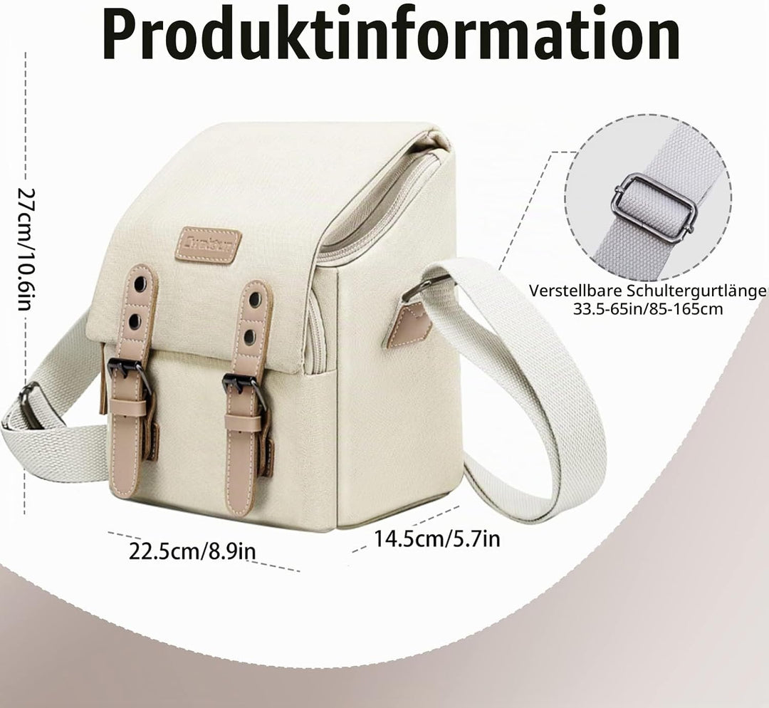Cwatcun Kameratasche, Compact Case Canvas Lederausstattung kompatibel für Nikon, Canon, Sony Spiegel