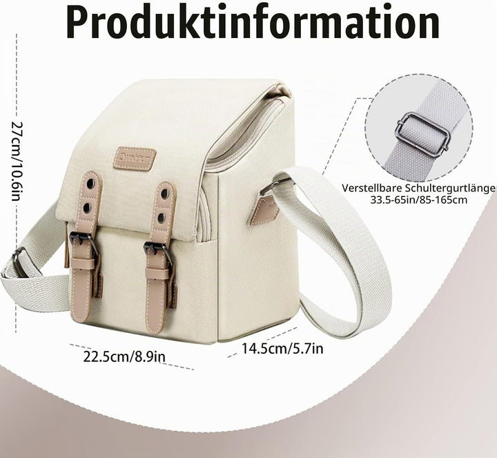 Cwatcun Kameratasche, Compact Case Canvas Lederausstattung kompatibel für Nikon, Canon, Sony Spiegel