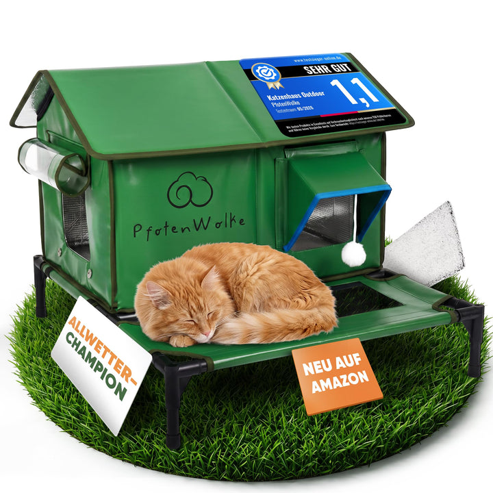 Katzenhaus Outdoor Winterfest Isoliert | Inkl. selbstheizender Katzendecke, 100% wasserdichte Katzen