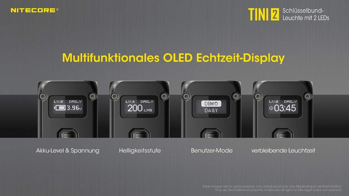 Nitecore Tini2 GR Schlüsselanhängerlampe, Unisex, Schwarz, 50 mm, Schwarz