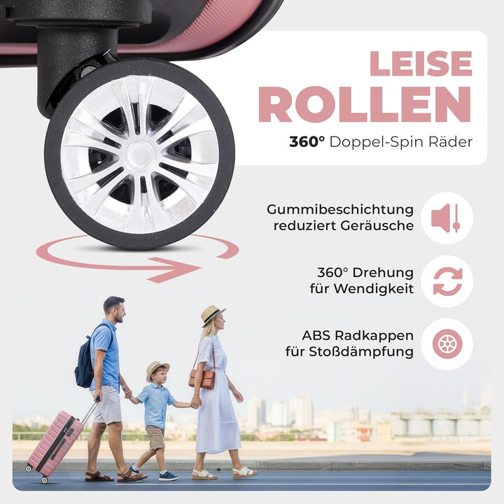 3erKoffersetXXL Komplettpaket – Sichere und leichte ABS Hartschalenkoffer 20"24"28" mit Rollen – Rei