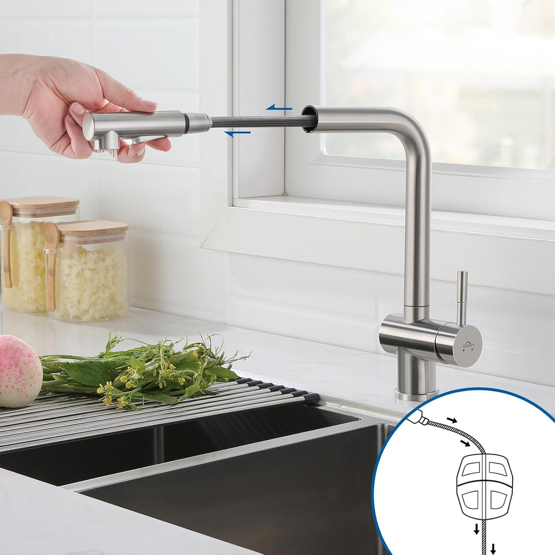 Auralum Niederdruck Armatur Küche, Küchenarmatur niederdruck, Niederdruck armatur mit Brause Zwei Wa