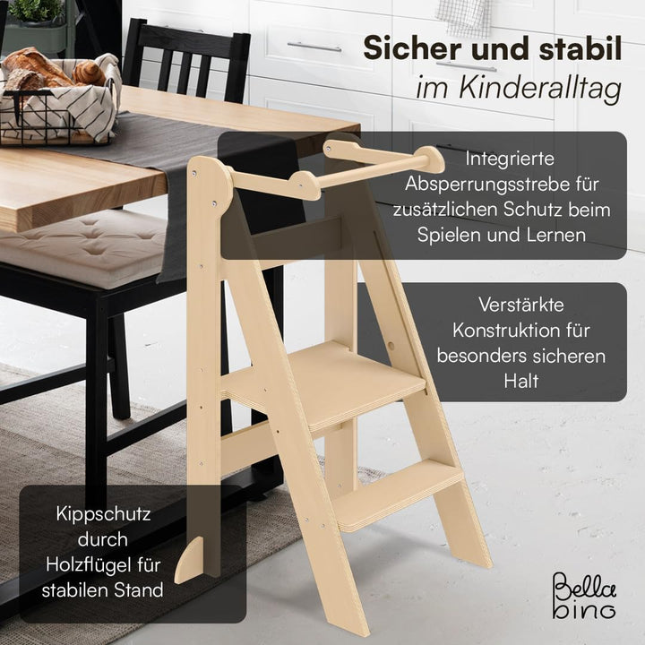 Bellabino Tay Lernturm ab 1 Jahr – Learning Tower 2-Fach höhenverstellbar &amp; klappbar – Lernstuhl in