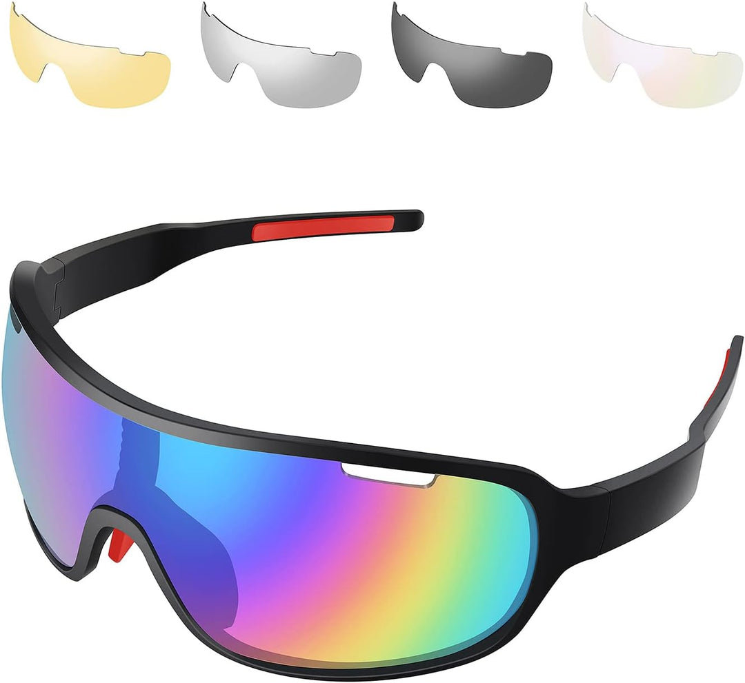 SAWUTPV Fahrradbrille Winddicht Herren Damen TR90 Rahmen Polarisiert Radfahren Ganzer Rahmen MTB Spo