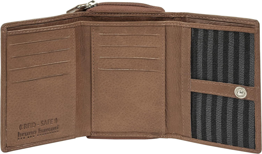 bruno banani kleine Geldbörse im Querformat Echt Leder Damen | RFID-Schutz, Clever konzipiert, Kompa
