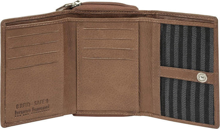 bruno banani kleine Geldbörse im Querformat Echt Leder Damen | RFID-Schutz, Clever konzipiert, Kompa