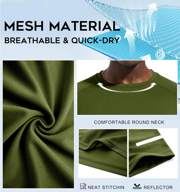 Holure 3 or 5er Pack Herren Sports Tshirts Atmungsaktiv Schnelltrocknend Kurzarm T-Shirts Funktionss