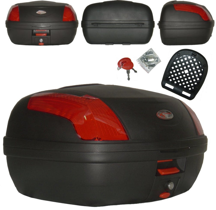 A-Pro Top Case Box 46 LT Universal Quick Rlease Motorcycle Scooter Luggage Schwarz, Schwarz