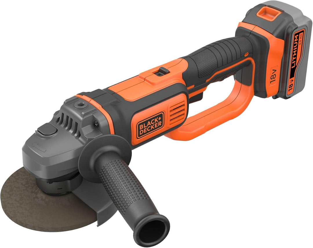 Black+Decker BCG720N Winkelschleifer (18V, 125mm Scheiben-ø, Sanftanlauf, für Trenn, Schleif- & Schr