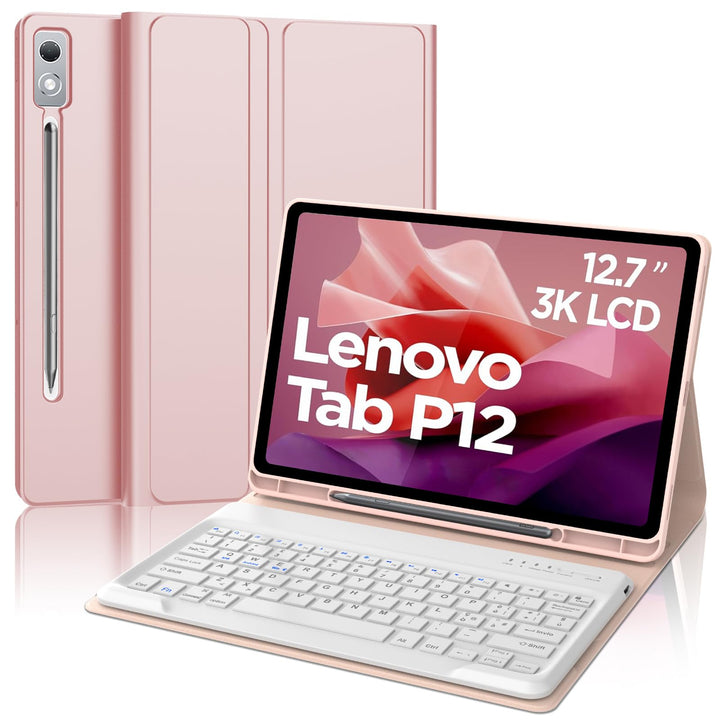 Tastatur für Lenovo P12 12.7 Zoll, Ltalian Keyboard Kabellos, Abnehmbare Bluetooth Hülle mit Tastatu