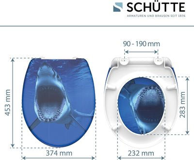 SCHÜTTE WC-Sitz Duroplast SHARK, Toilettensitz mit Absenkautomatik und Schnellverschluss für die ein