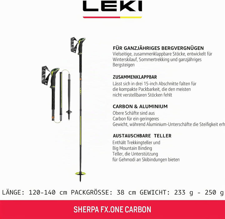 Leki Sherpa FX.One Carbon Stöcke (38)125 naturalcarbon-neonyellow-white, (38)125 naturalcarbon-neony