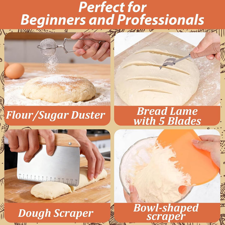 Brot Backen Zubehör, Gärkörbchen Für Sauerteig Starter Set, Gärkorb Brot Brot Backen Mit Sauerteig S