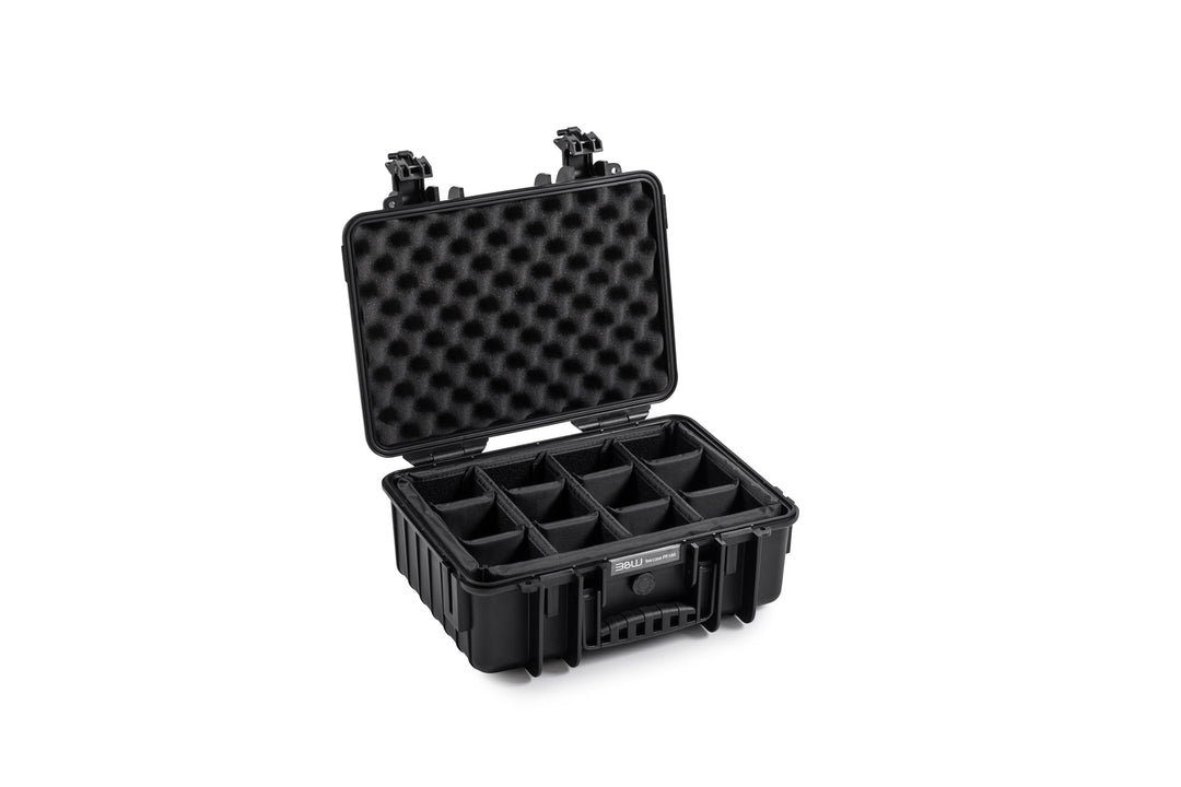 B&W Transportkoffer Outdoor - Typ 4000 - Schwarz mit variabler Facheinteilung - Wasserdicht nach IP6