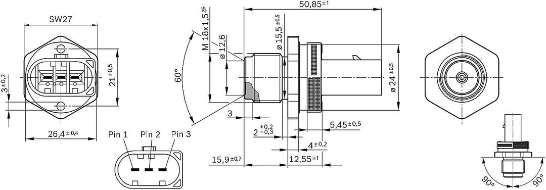 BOSCH 0 281 002 842 Sensor, Kraftstoffdruck