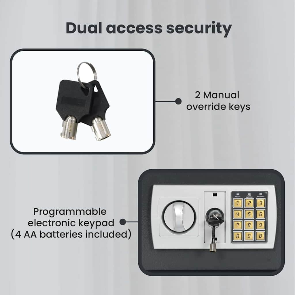 vidaXL Digitaler Safe mit Schloss Dunkelgrau 42 x 37 x 20 cm Stahl, Heimwerker Schreibtischsafe, mod