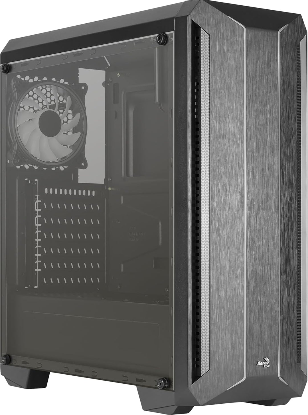 Aerocool SKYLINEV2BK, PC ATX Gehäuse, Dual Front Panel LED ARGB, ARGB 12cm Lüfter, Schwarz Schwarz S