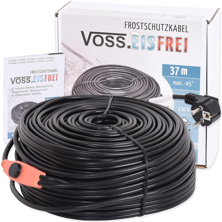 37m Frostschutz Heizkabel mit Knopf-Thermostat VOSS.eisfrei, 230V, Heizleitung Zum Schutz von Wasser