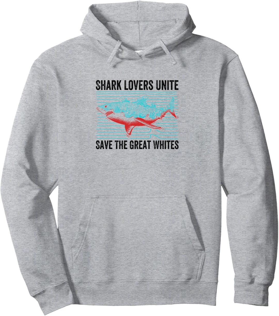 Shark Lovers Unite Save The Great Whites - Beach Shark Pullover Hoodie