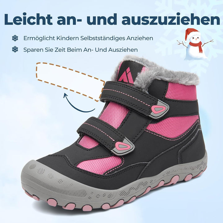 Mishansha Kinder Outdoor Winterschuhe Warm Gefüttert Winterstiefel, Gr.24-38 27 EU Magenta Lila, 27
