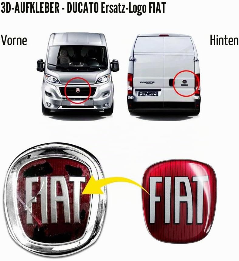 Fiat AMS 32018 Aufkleber Professional 3D Ersatzteil Logo vorne + hinten für Ducato, dunkelgrau