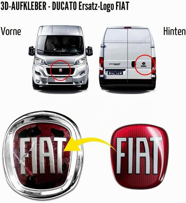 Fiat AMS 32018 Aufkleber Professional 3D Ersatzteil Logo vorne + hinten für Ducato, dunkelgrau