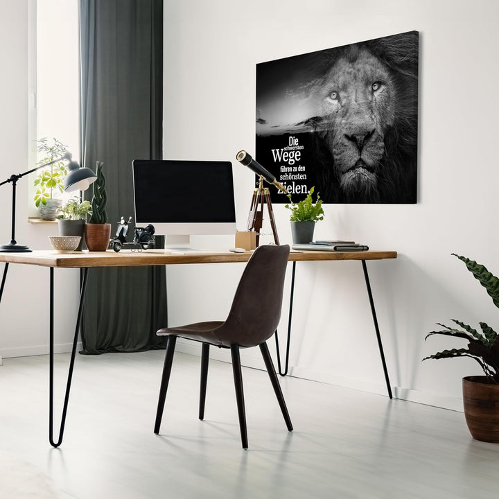 wandmotiv24 Leinwandbild Motivation, 60x45cm, Querformat, Die schönsten Ziele, Deko, Bilder auf Lein