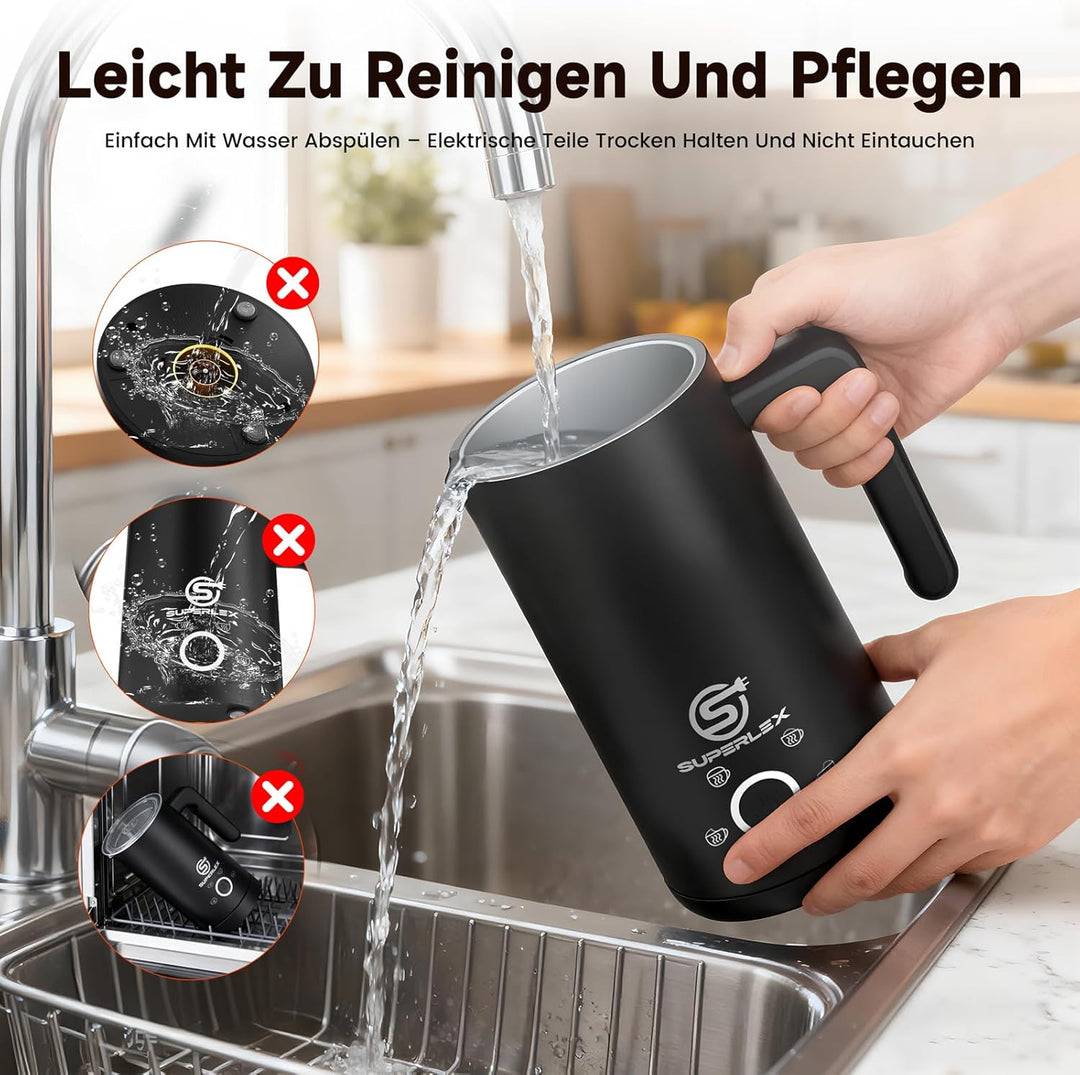 SUPERLEX Milchaufschäumer Elektrisch 4 in 1 Automatischer Milk Frother Milchwärmer Milchkocher 500W
