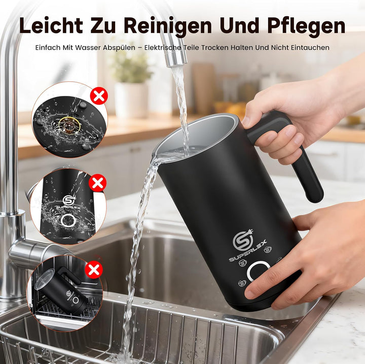 SUPERLEX Milchaufschäumer Elektrisch 4 in 1 Automatischer Milk Frother Milchwärmer Milchkocher 500W