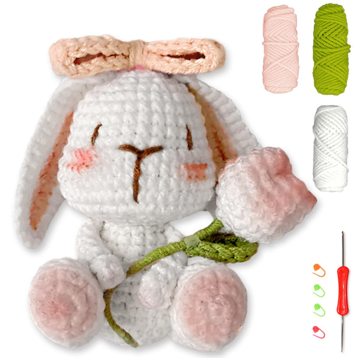 YAMAXIN Häkelset für Anfänger, Kaninchen, Blume, Tier, einfaches Erlernen des Anfängers, Strickset u