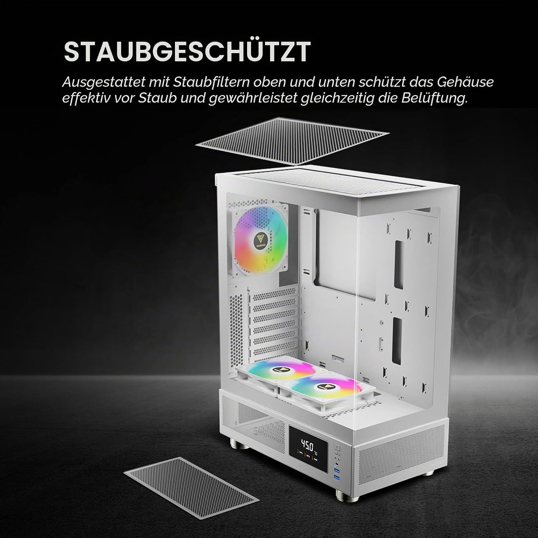GAMDIAS Atlas E1 ATX Gaming Midi-Tower PC-Gehäuse,Echtzeit-Anzeige mit Software, Enthalten 3 x 120mm