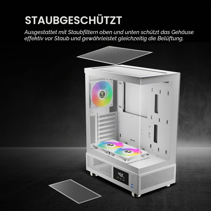 GAMDIAS Atlas E1 ATX Gaming Midi-Tower PC-Gehäuse,Echtzeit-Anzeige mit Software, Enthalten 3 x 120mm