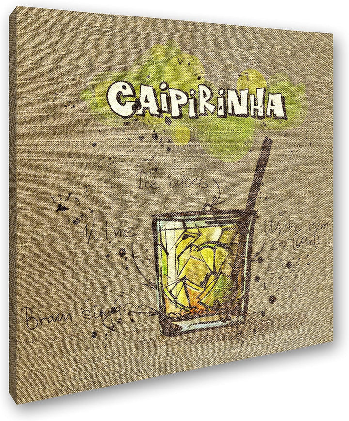 deyoli Rezept für einen Caipirinha Format: 60x60 als Leinwandbild, Motiv fertig gerahmt auf Echtholz