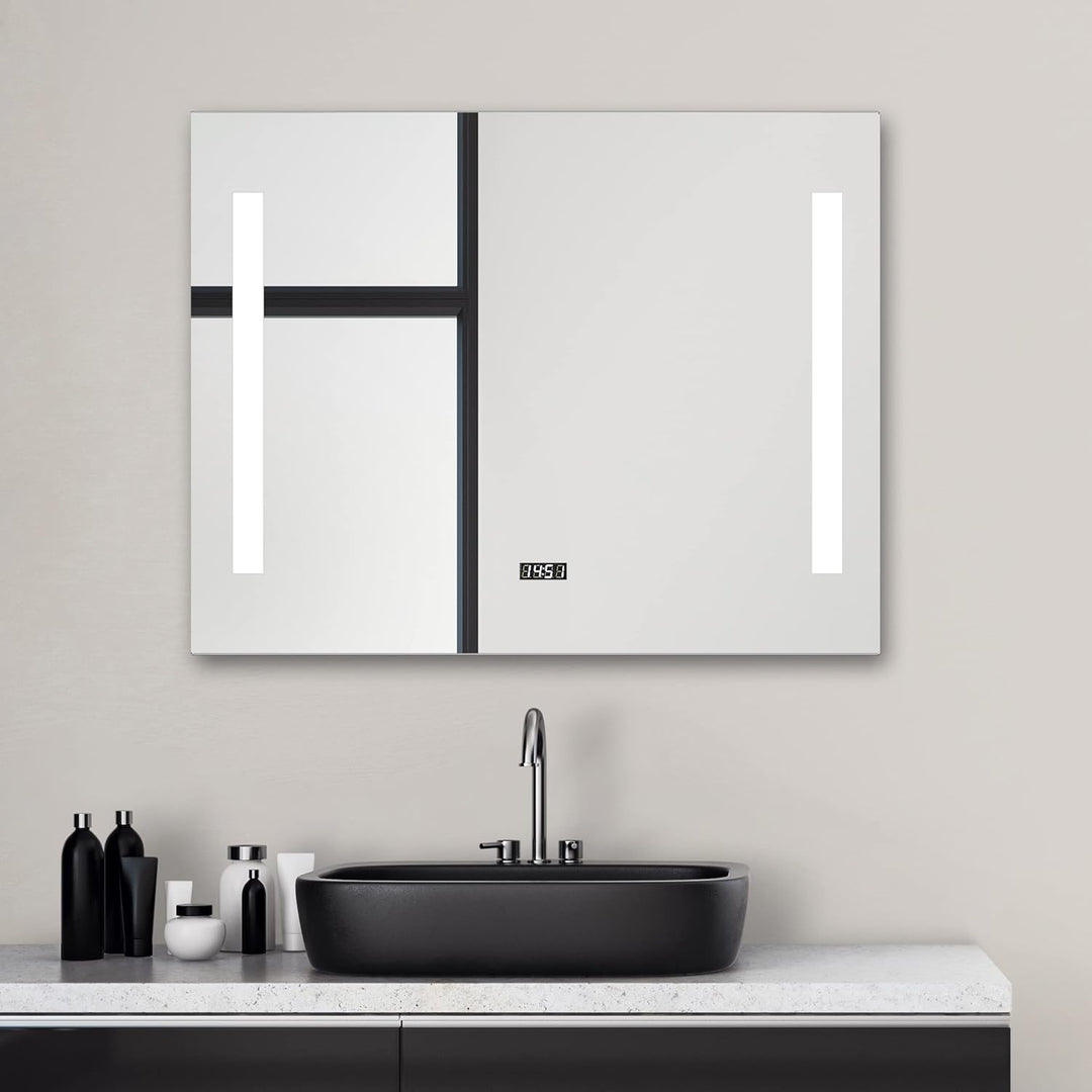 Talos Star Badspiegel mit Beleuchtung 80x60 cm – LED Badezimmerspiegel – Wandspiegel mit LED Lichtau