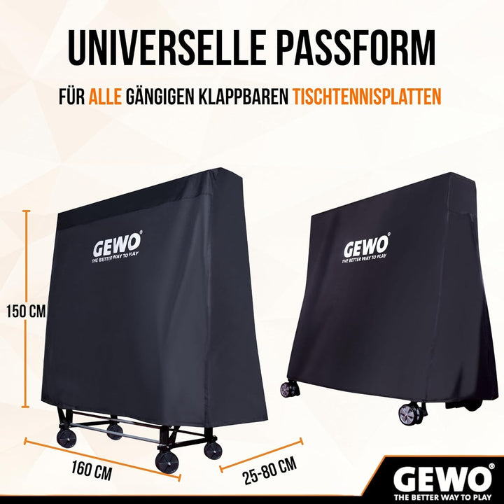 GEWO Robuste Universal Abdeckung für Tischtennisplatte Outdoor 600D Oxford Gewebe, Tischtennis Hülle