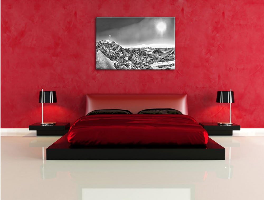 Pixxprint Zugspitze im Sonnenlicht als Leinwandbild/Grösse: 100x70 / Wandbild/Kunstdruck/fertig besp