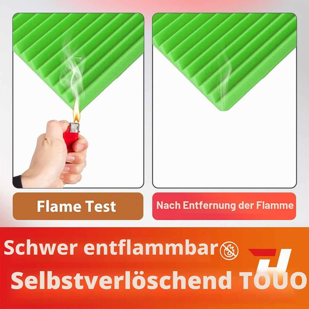 Akustikpaneele 54 Stück 30×30×5cm Grün Keilförmige Akustikschaumstoff Schallschutzplatten für Wand &