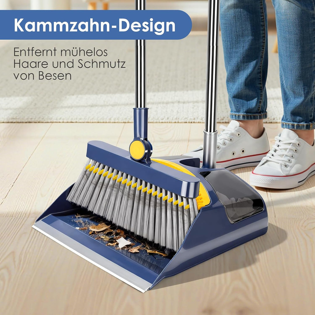 Besen und Kehrschaufel Set,Masthome Besen mit Stiel,Aufrecht Kehrschaufel mit Langem Stiel,Broom and