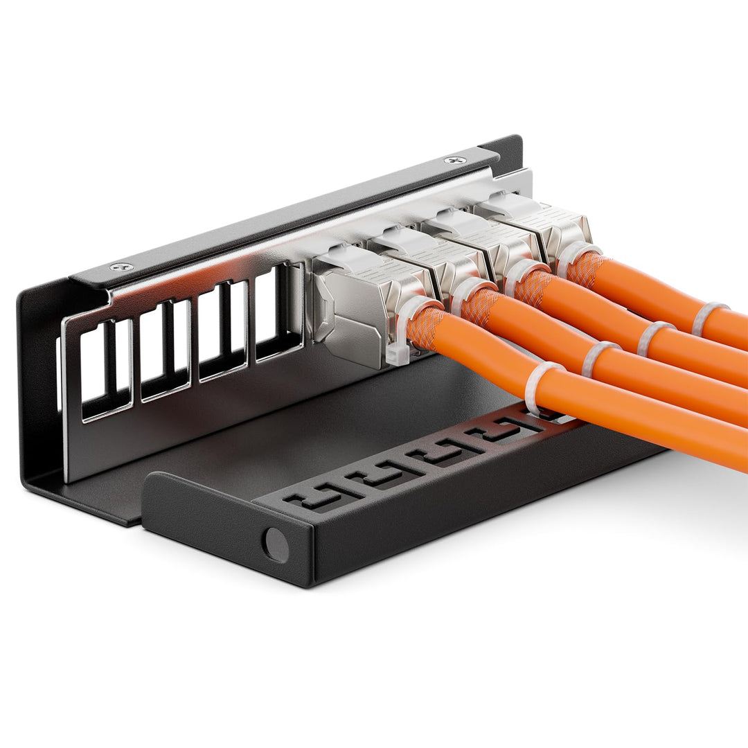 deleyCON 8 Port CAT7 Patchpanel Set mit 8x CAT.7 RJ45 Keystone Jack Modul STP 10 Gbit/s - Verteilerf